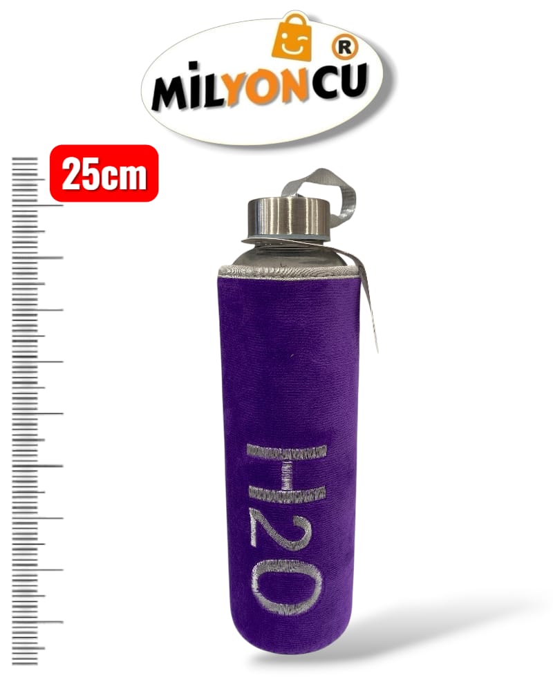 H2O PELUŞ 600 ML KILIFLI CAM MATARA