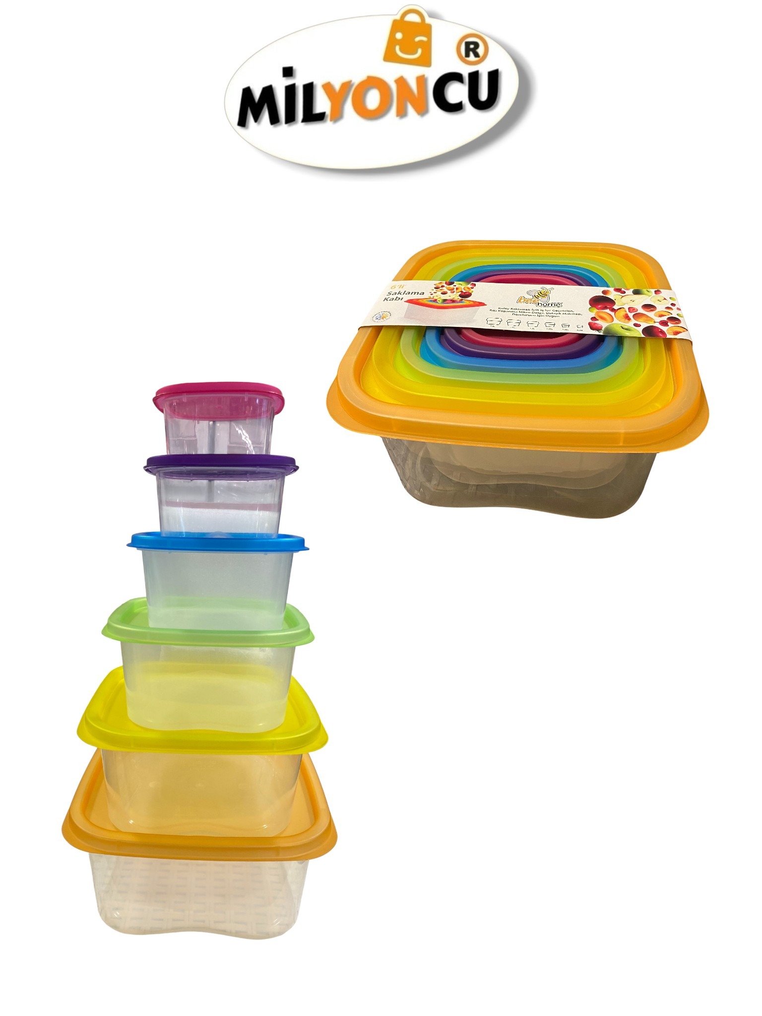 6'LI KARE SAKLAMA KABI RENKLİ