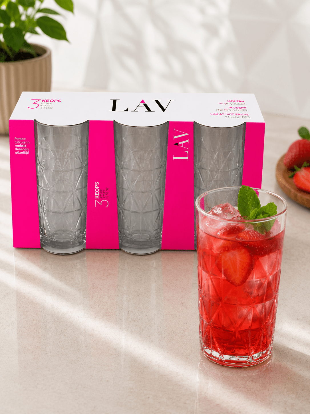 LAV KEO377 3'LÜ MEŞRUBAT BARDAĞI
